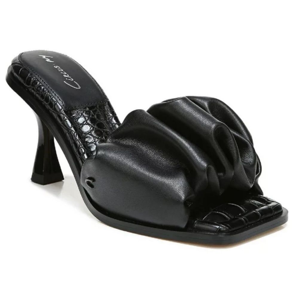 CIRCUS by Sam Edelman Slade Black Slide Heel Sandal Square Toe Size 5.5‎ New